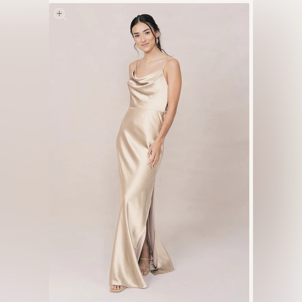Nadia Satin Dress - Gold Champagne